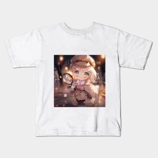 Chibi Cute Detective Girl Anime Kids T-Shirt